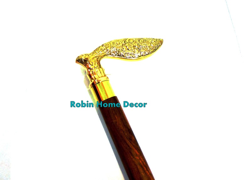 Victorian Cane Vintage Designer Brass Handle Antique Style Walking Stick replica