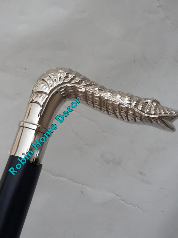 Imperial Designer Handle Snake Vintage Walking Cane Walking Stick Brass Antique Style