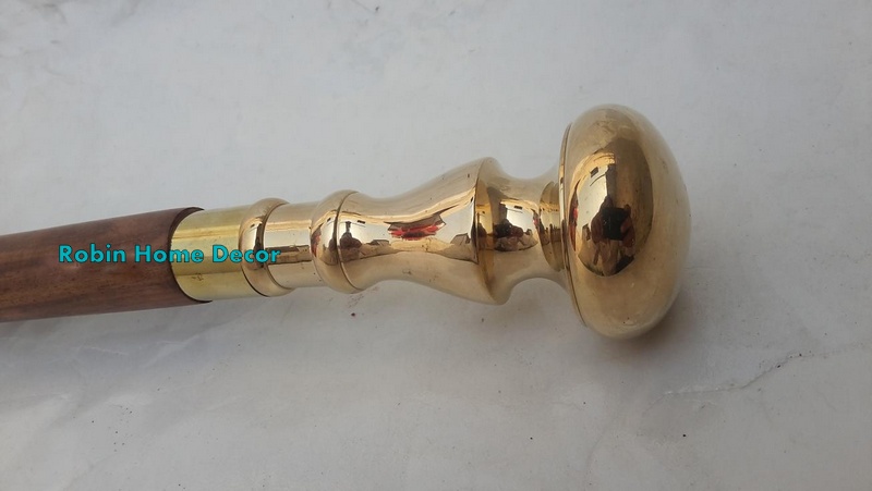Antique Globe Designer Brass Head Handle Wooden  Walking Stick Antique style walking