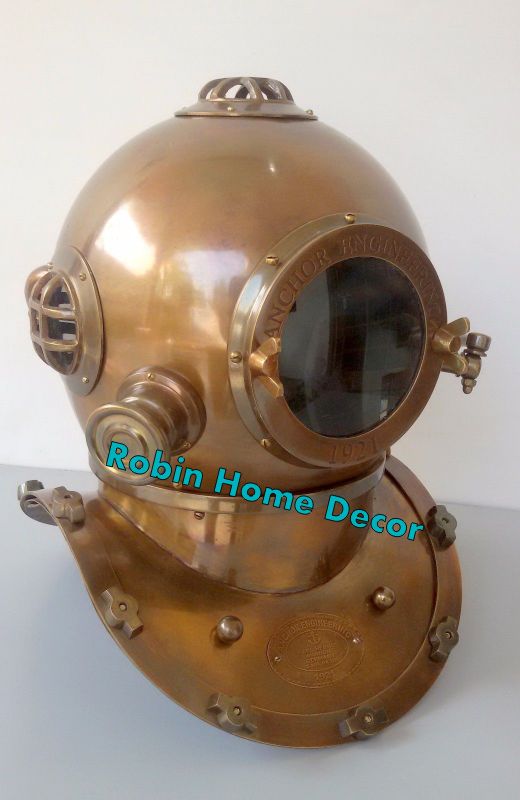 Mini U.S Navy Solid Copper and Brass Divers Diving Helmet Vintage Style Gift New 