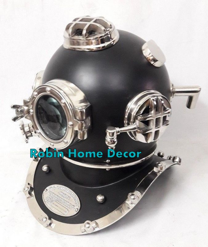 BLACK Antique Diving Helmet Mark V Deep  U.S.Navy Diver Vintage Decor Style Gift
