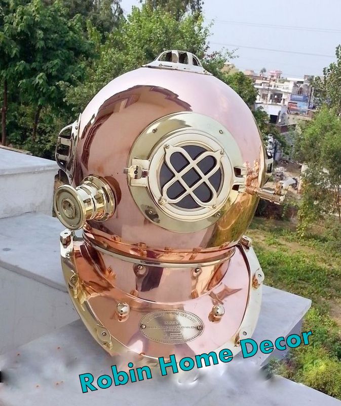 Details about   Divers Helmet U.S Navy Replica Table Top Copper Finish Brass Diving Helmet 